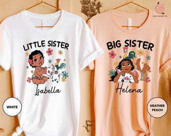 Personalized Big Sister Shirt, Disney Moana Big Sister Little Sister Shirt, Custom Little Sister Shirt, Sisters Matching Shirts, Sisters Tee