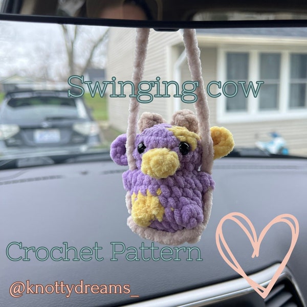 Swinging Cow Crochet Pattern | Crochet Pattern | Crochet Car Decor | Car Mirror Hanging Accessories | Cow Crochet Pattern