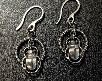Sacred Scarab Gothic Steel Earrings