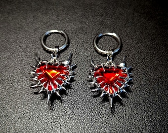 Demon Heart Stainless Steel Huggie Hoop Earrings