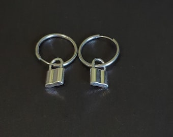 Mini Padlock Huggie Hoop Stainless Steel Earrings