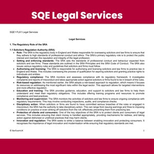 May include: A document outlining the regulatory role of the Solicitors Regulation Authority (SRA) in England and Wales. The SRA is responsible for overseeing solicitors and law firms to ensure they adhere to high standards of professional conduct and ethics. The SRA's primary regulatory role is to protect the public interest and maintain the reputation and integrity of the legal profession.