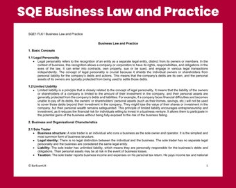 SQE1 Business Law Study Guide Solicitors Qualifying Exam Prep FLK1 2026