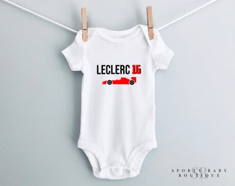 LECLERC Racing Driver NAME and NUMBER Baby Onesie®/ Toddler Clothes, Cute Matching Unisex Shirts, Sports Gift Idea