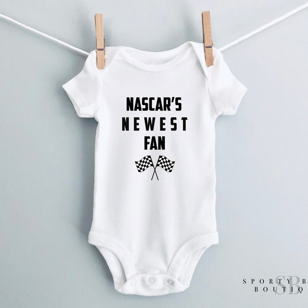 NASCAR’S NEWEST FAN Racing Racecar Baby Onesie®/ Toddler Clothes, Cute Matching Unisex Shirts, Sports Gift Idea