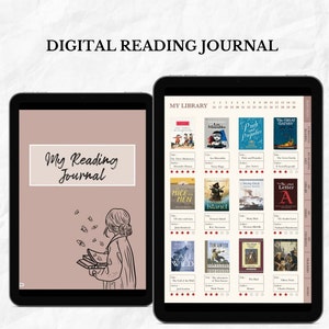 DIGITAL READING JOURNAL | Book review for GoodNotes  | Digital Reading Log  | Portrait Reading Journal  | Book tracker for book lovers