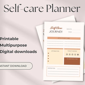Self care planner | self care journal | wellness journal | anxiety planner | printable planner | digital self care | self care tracker