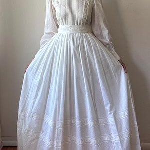 antique twirl lace trim long dress Ethereal Lace Trim Tiered Long Dress