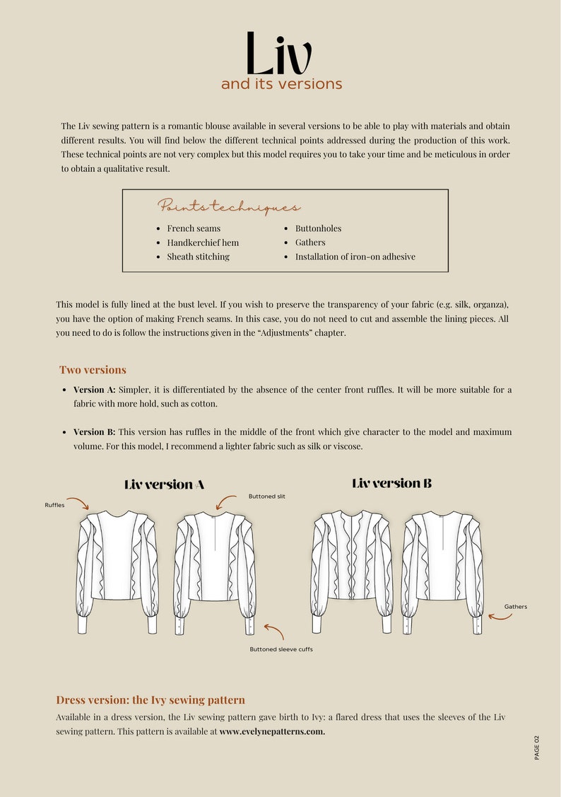 PDF Sewing Pattern for Women Liv Blouse - Multiple Variations - Evelyne ...