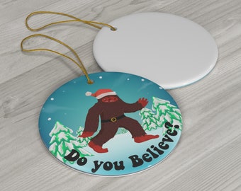 Bigfoot-kerstornament, Big Foot-ornament, grappig kerstontwerp, Bigfoot-kerstman, geloof je?, kerstornament, boomornament