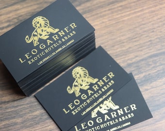 Custom Luxury Gold Foil Business Cards | QR Calling Cards with Gold Foil Stamping | Gold Foil Black Business Cards | Luxurious Black Cards