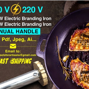 Personalized BBQ Branding Iron | Custom Meat & Steak Stamp | Electric Food Branding | Barbeque Logo | UK/USA Plug | Worldwide use