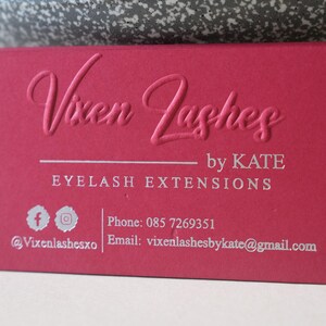 Embossed Logo Business Cards: 500 GSM Thick Richmond Red Cardstock (100 Pcs) image 2