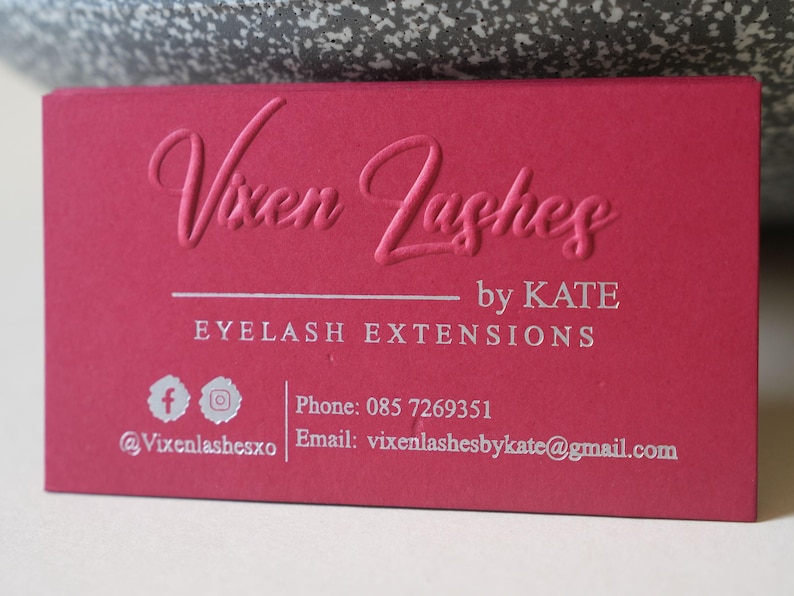 Embossed Logo Business Cards: 500 GSM Thick Richmond Red Cardstock (100 Pcs) image 2