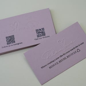 200 Oslo Old Rose Business Cards or Hang Tags | Luxury 500 GSM | Embossed Logo + Custom Die Hot Foil Press | Thick Uncoated Cardstock