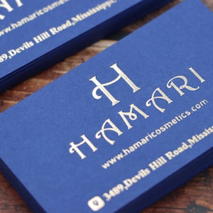 Luxus Visitenkarten | QR-Calling Cards mit Goldfolien-Stempel | Goldfolie royalblaue Visitenkarten | Luxuriöse blaue Karten