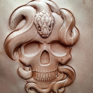 3D Snake Skull Leather Embossing Mold: Gothic Brass Tool