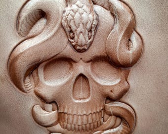 3D Snake Skull Leather Embossing Mold: Gothic Brass Tool