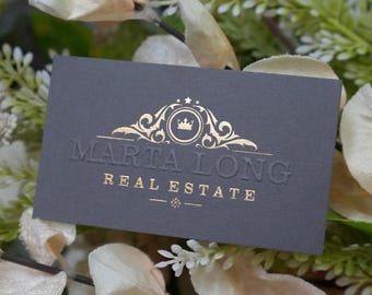 Embossed Hot Foil Business Cards: 500 GSM Thick Cardstock (100 Pcs)