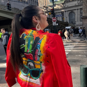 Jacket hand-painted, diferents sizes, pieces of clothing, your personal story made into color, colorful, painted in acrylics, easy to wash