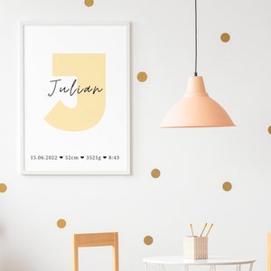 Personalisiertes Poster für die Geburt, Geburtsdatum, Uhrzeit, Größe, Gewicht, Geschenk zur Geburt, birth, gift