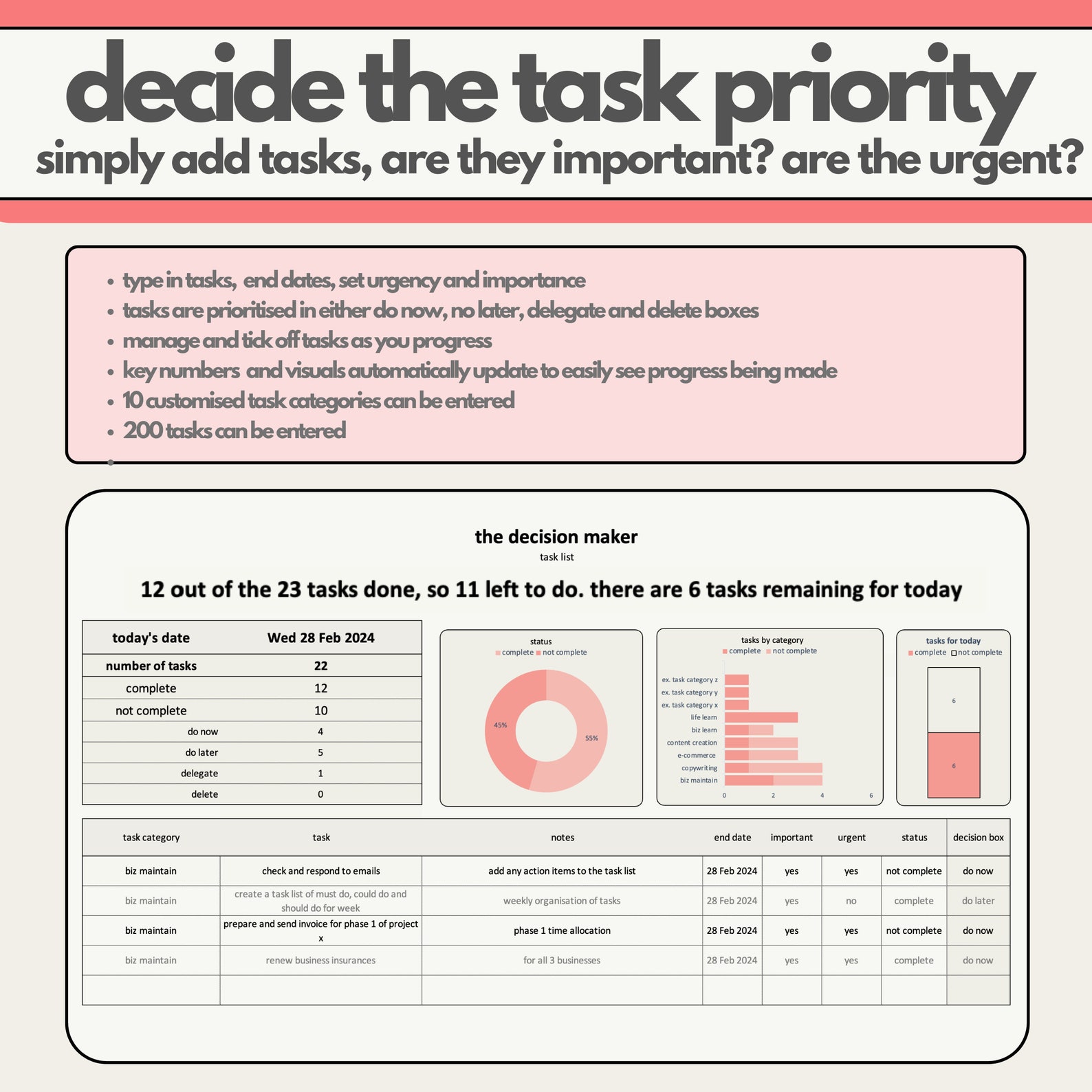 Task Priority Tracker - Eisenhower Matrix, Task Priority Management ...