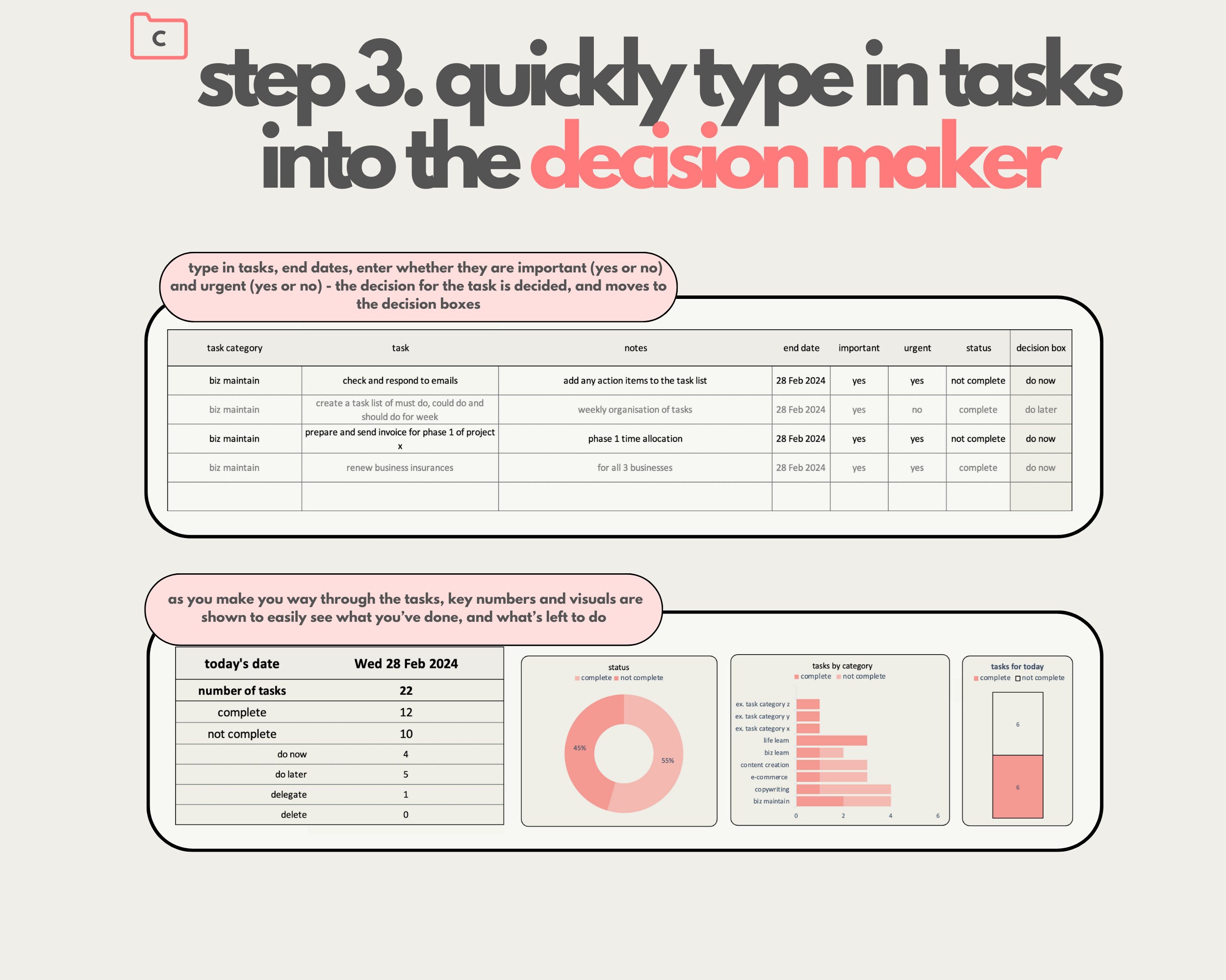 Task Priority Tracker - Eisenhower Matrix, Excel Template, Decision ...