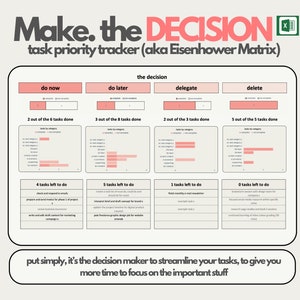 Task Priority Tracker - Eisenhower Matrix, Excel Template, Decision Matrix, Daily Priority Planner, Task Management, Action Planner