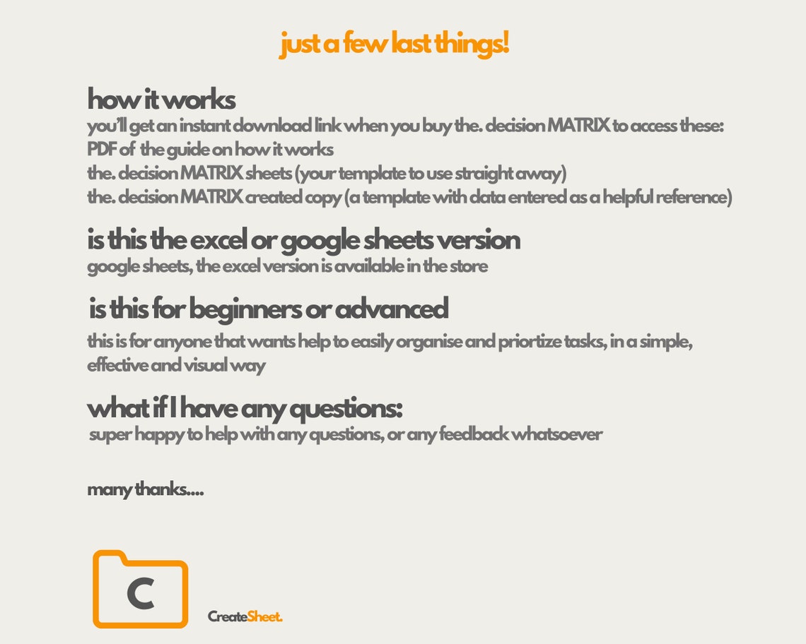 Decision Matrix: Simple Task Priority Tracker Google Sheets Template - Etsy