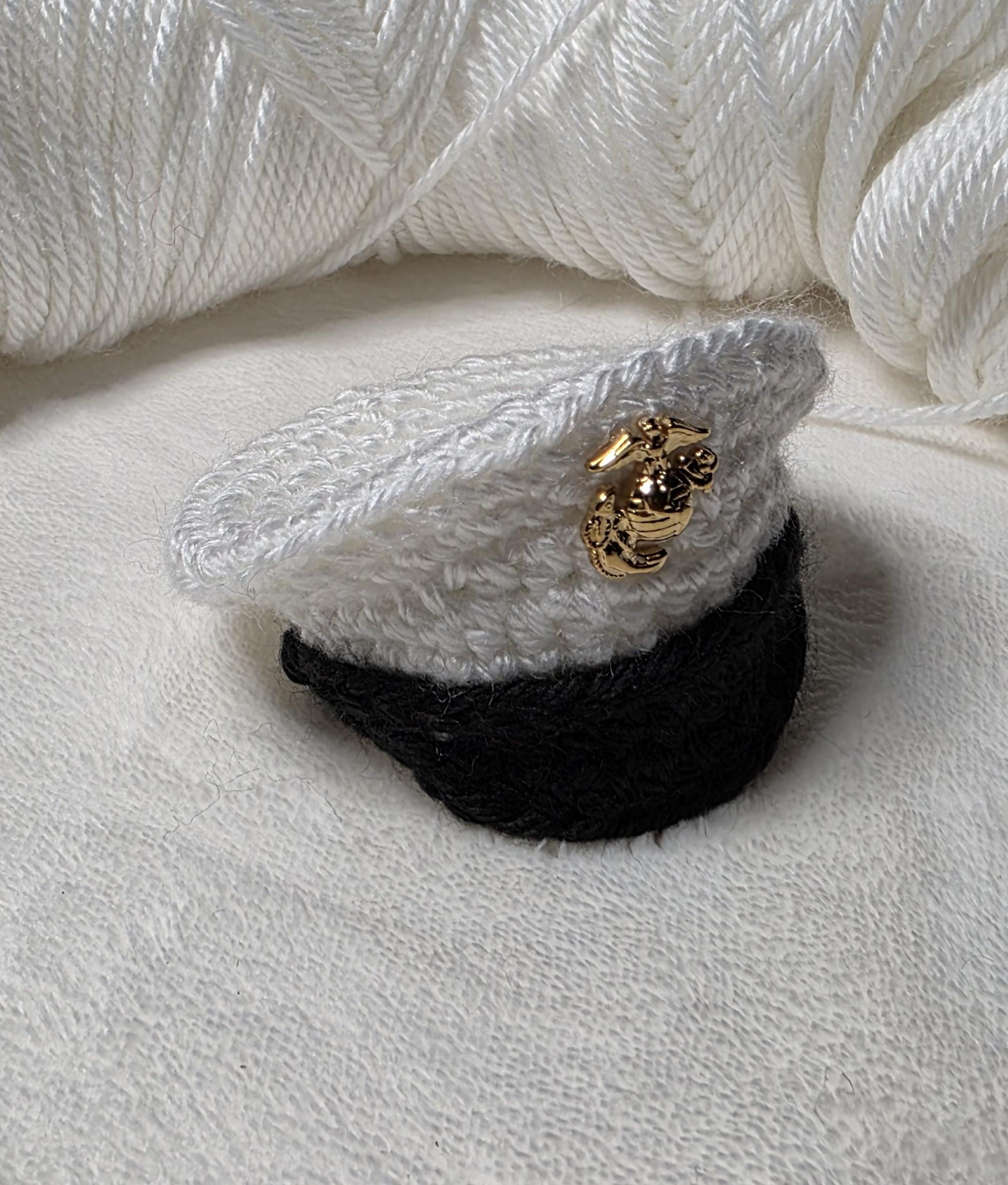 Gray Crocheted Sailor Hat with Pewter Ribbon Brooch Accent NEW ⊹ ࣪ ?⋆˙?࣪⟡˖࣪ ahoy crochet sailor hat ⟡˖࣪ ⚓︎ ࣪  main image 3