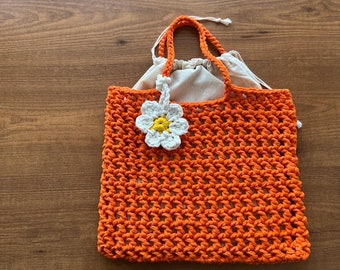 Crochet Orange Tote Bag