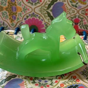Vintage Jadeite Green Glass Scottie Dog Ink Blotter.