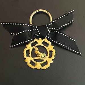 Etiqueta para bolsa con cinta de grogrén de latón con diseño de pájaro cantor y caballo ¡Envío gratis!