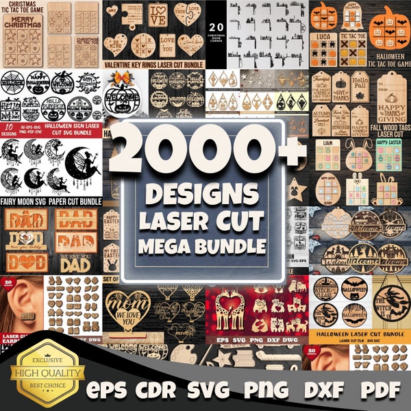 Laser Cut Dateien Mega Bundle| CNC-Dateien | 2000 Gravur Laser Cut SVG | Multi Layer Laser Cut Bundle