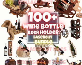 Laser Cut Wine & Beer Holder Files: Decorative Vector Bundle