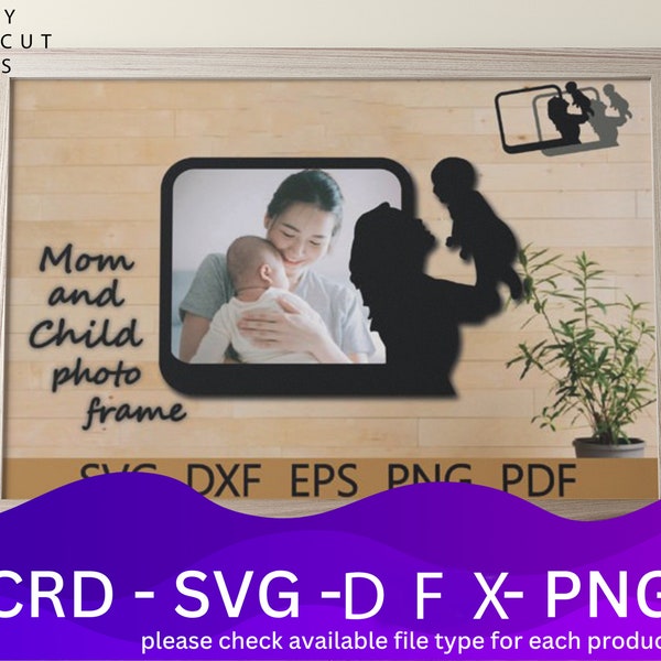 Mom and Child Photo Frame Laser Cut Files Bundle SVG File, Vector Design, Plan Laser, Cnc Pattern, Laser Cut Model Template