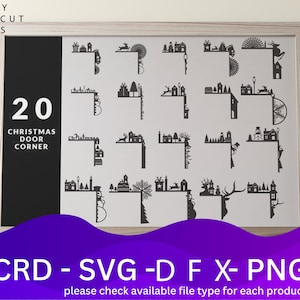 Christmas Door Corner Laser Cut Files Bundle SVG File, 20 Vector Design, Plan Laser, Cnc Pattern, Laser Cut Model Template