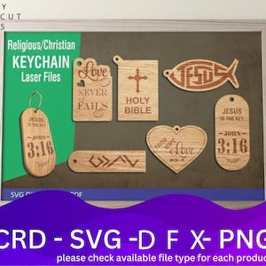 Christelijke sleutelhanger gesneden bestanden bundel SVG-bestand, 6 vectorontwerp, planlaser, CNC-patroon, lasergesneden modelsjabloon
