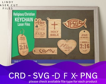 Christian Keychain Cut Files Bundle SVG File, 6 Vector Design, Plan Laser, Cnc Pattern, Laser Cut Model Template