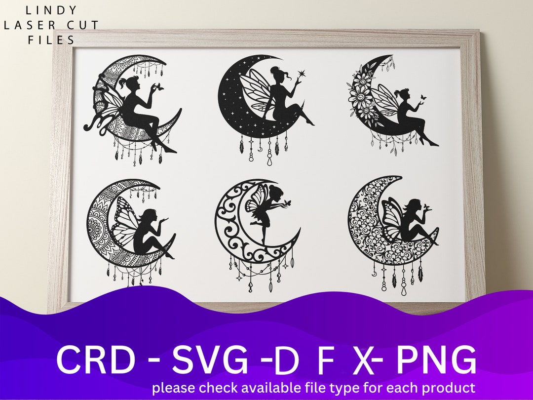Fairy Moon Wall Decor Laser Cut Bundle DFX File, Vector, Plan Laser ...
