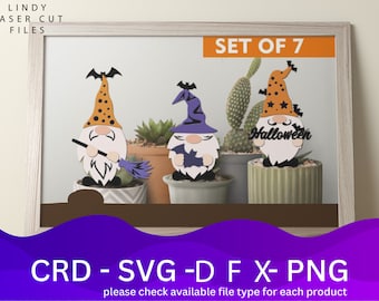 Halloween Zwerge Toppers Laser geschnittene Dateien bündeln SVG-Datei, 7 Vektor Design, Plan Laser, Cnc Muster, Laser geschnittene Modell Vorlage
