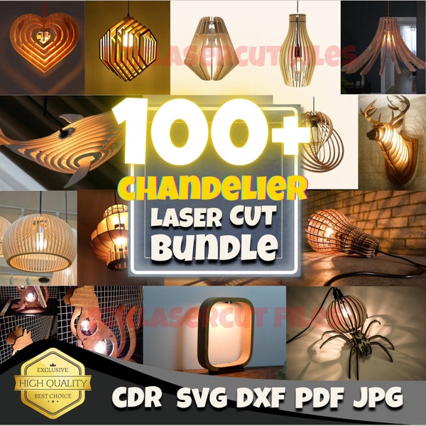 Kronleuchter Laser Cut | Hangin Lampe Laser-Dateien | Kronleuchter Mega Laser Cut Bundle