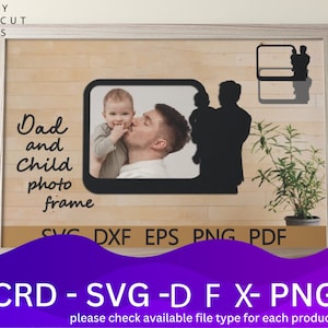 Cadre photo papa et enfant fichiers SVG Bundle, dessin vectoriel, Plan laser, motif Cnc, modèle de modèle découpé au laser