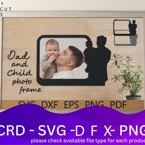 Dad and Child Photo Frame Laser Cut Files Bundle SVG File, Vector Design, Plan Laser, Cnc Pattern, Laser Cut Model Template