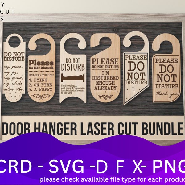 Door Knob Hanger Laser Cut Files Bundle SVG File, 6 Vector Design, Plan Laser, Cnc Pattern, Laser Cut Model Template