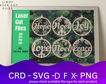 Ornamenti natalizi cristiani Taglia file Bundle File SVG, 6 Design vettoriale, Piano Laser, Modello Cnc, Modello modello taglio laser