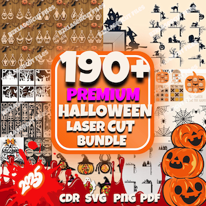 Halloween Laser Cut Bundle | Halloween Laser Cut Premium Bundle | 190+ Laser Cut SVG