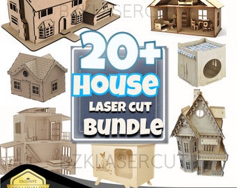 House Laser Cut Bundle | 20+ Hobby Laser Cut Bundle | Pet House Pattern | Laser Cut Model Template