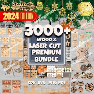 Laser Cut Files Bundle | 2024 Edition Ornament Laser Cut Bundle | 3000 Engraving Laser Cut SVG