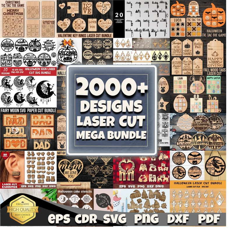 Pacchetto mega di file tagliati al laser/file CNC/2000 incisioni con taglio laser SVG/pacchetto con taglio laser multistrato immagine 9